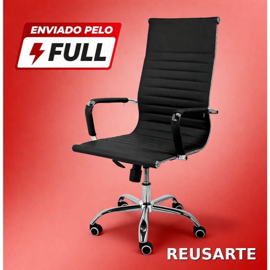 Cadeira Presidente Escritório Ergonômica Esteirinha Couro Sintético – Sistema Relax