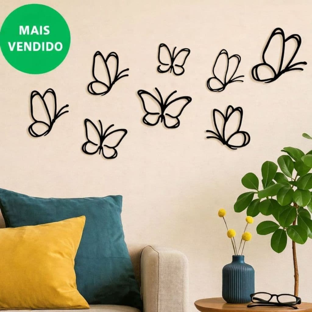 Kit Apliques Borboletas Delicadas MDF 3mm Decorativo Minimalista