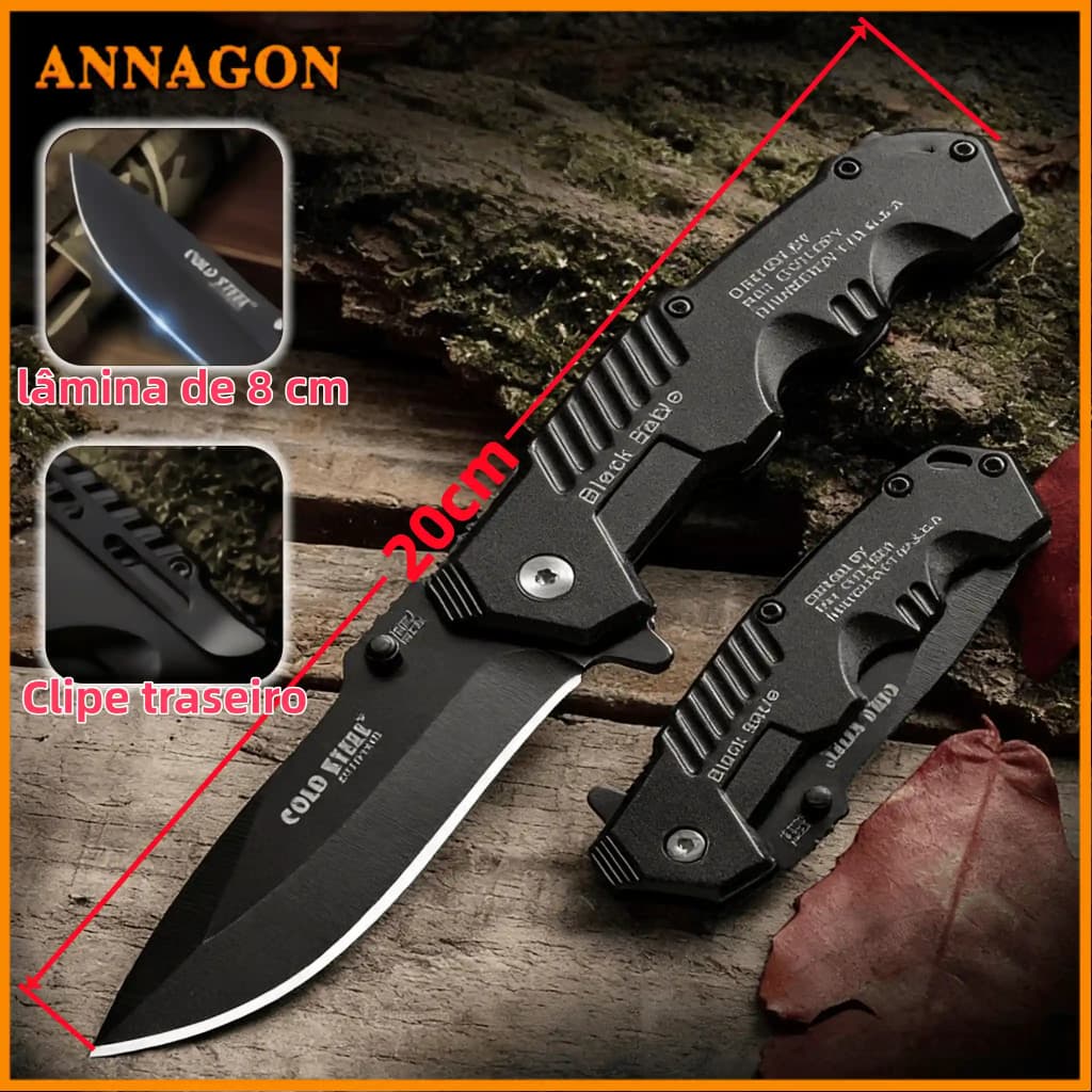 20CM Canivete Aço Preto Faca de cozinha para frutas Para Cozinha Pesca Camping Lâmina de 8 cm