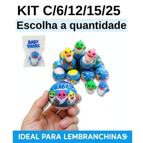 KIT 6/12/15/25 Baby Shark DEDOCHE CAPSULA SUPRESA envelopado 5,5cm,2,5 POLEGADAS LEMBRANCINHA ANIVERSARIO