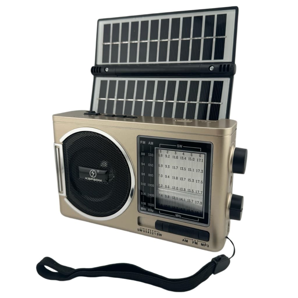 Caixa De Som Solar Bluetooth Radio FM AM SW1-6 8 Band USB/TF Com Lanterna Solar