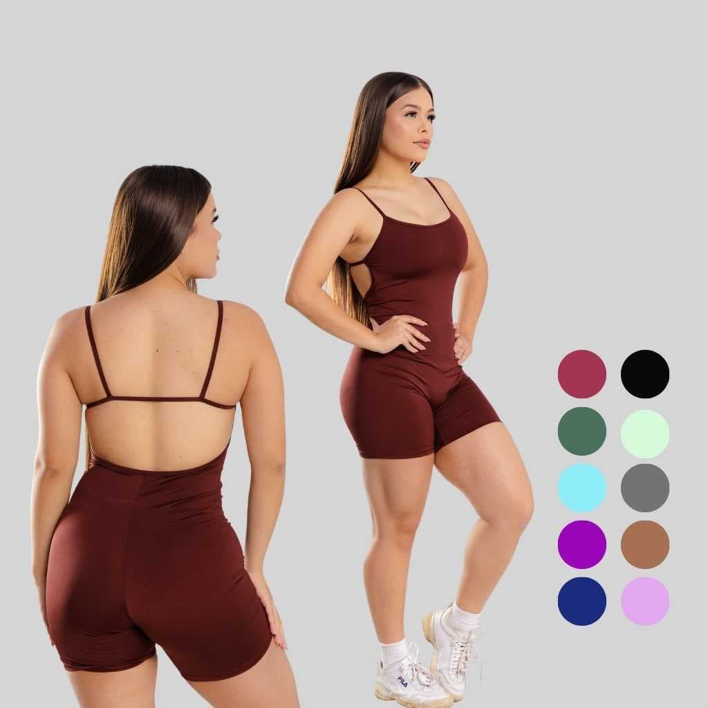 Macaquinho Fitness Blackout Costa nua Slim Sem Transparência Academia