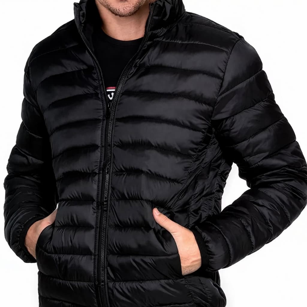 Jaqueta Masculina Puffer Com Capuz Removível Bobojaco Corta Ventro Inverno