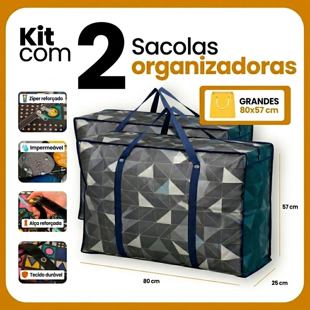 KIT 2 SACOLA 80CM VIAGEM GG IMPERMEÁVEL SACOLEIRA  BOLSA  MUDANÇA PARAGUAI