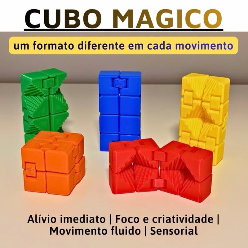 Cubo Mágico Infinito Triangular Fidget Toy Anti Estresse Ansiedade Sensorial TDAH Autismo Articulado Portátil