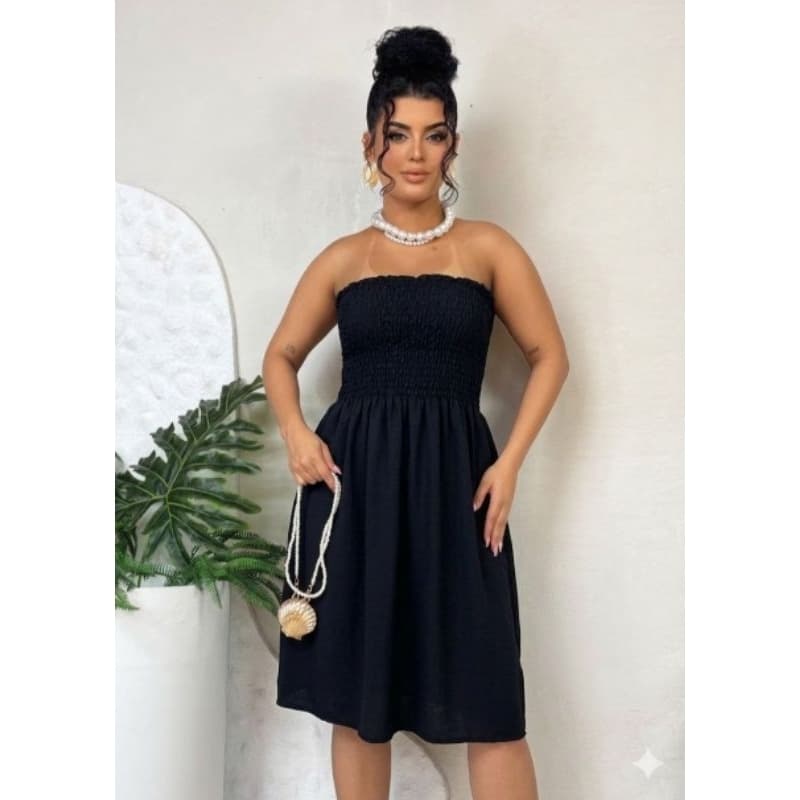 Vestido Midi Lastex com Alcinha Ajustável – Veste 36 ao 50 Plus Size Confortável. Promoção