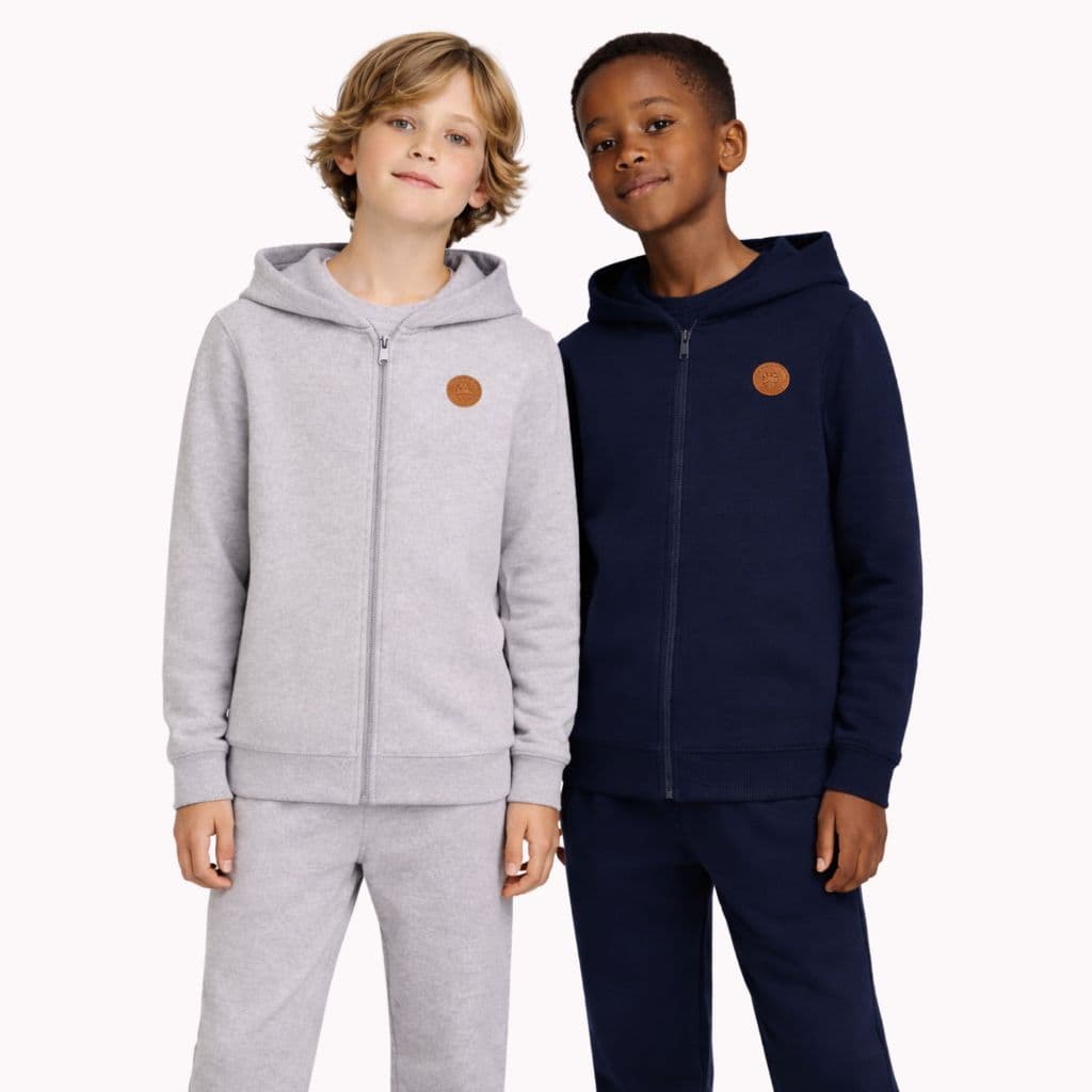 Kit 2 Conjuntos de Moletom Infantil Menino Zíper Básico Grosso Inverno Preto, Mescla e Azul Marinho