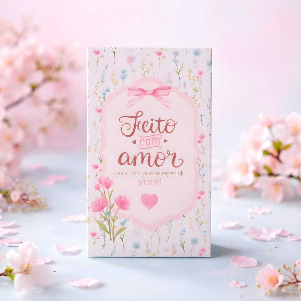 Kit Cartão de Agradecimento Feito com Amor 5x9cm - Tags para Embalagens Cliente Artesanato Presentes