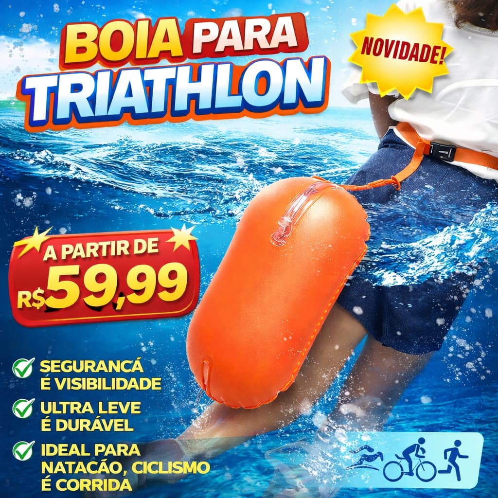 Boia Natação Triathlon Mar Aberto Segurança Sinalização Alta Visibilidade Ajustável Resistente Pro