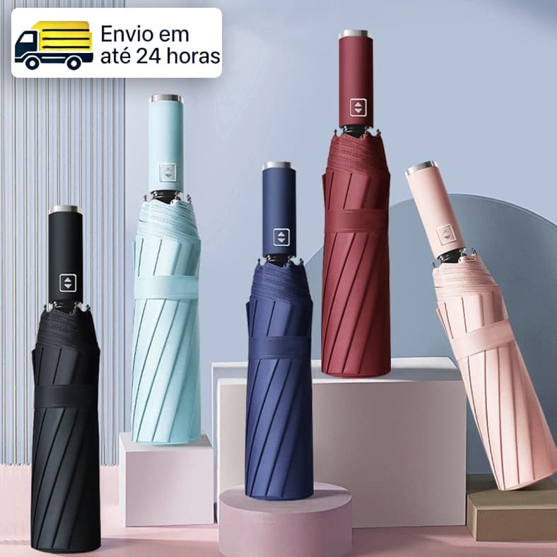 Guarda Chuva Automático Abre E Fecha Reforçado Contra Vento Proteção Solar Blackout