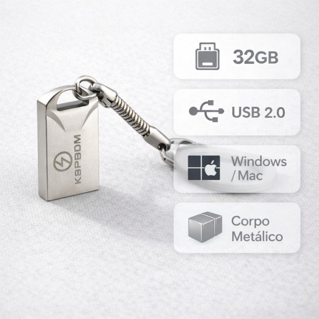 Pendrive 32GB Kapbom S-32 Original USB 2.0 para Notebook, PC, TV e Som