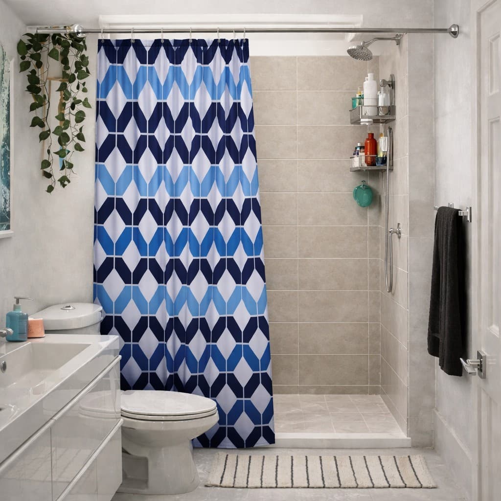 Cortina Box Banheiro Impermeável Antimofo 1,40x1,80 + Ganchos | Reforçada Premium Não Mofa