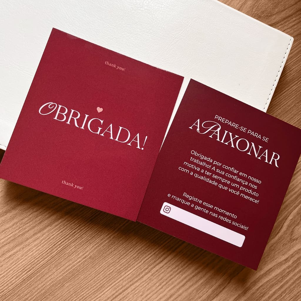 Cartão Agradecimento ao Cliente pela Compra Empreendedor Loja - 9x10cm - Cor Marsala