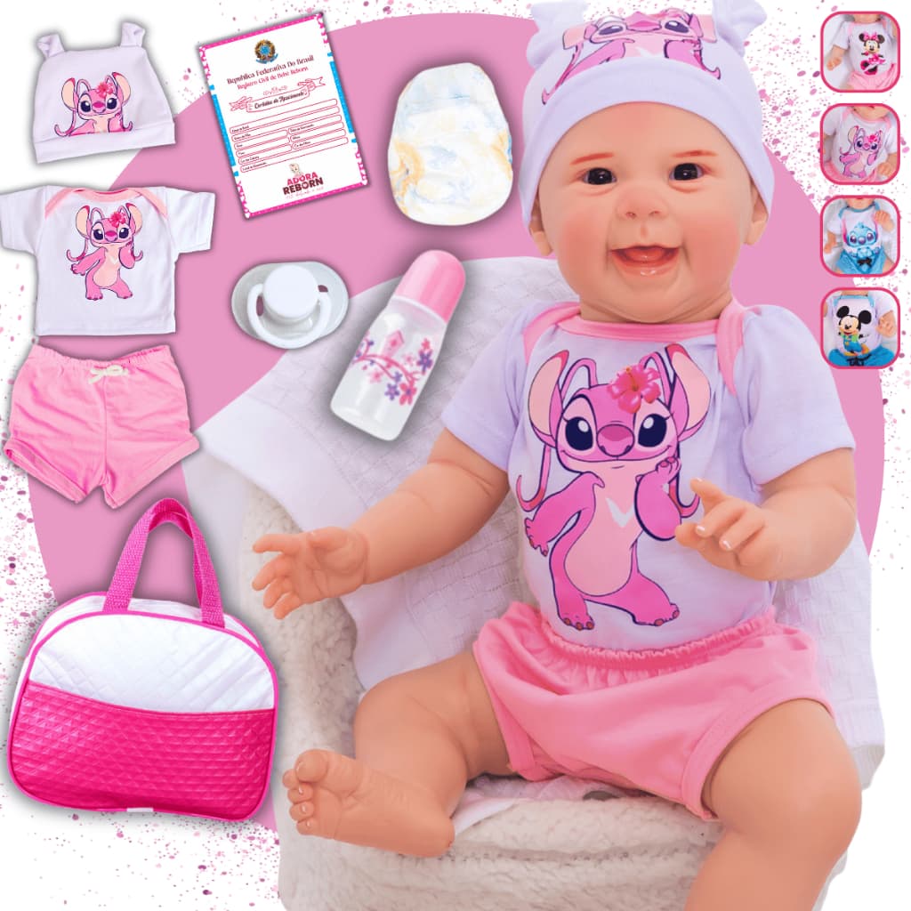 Boneca Bebê Reborn Mayze Angel Menina Original Realista de Silicone Pode Dar Banho