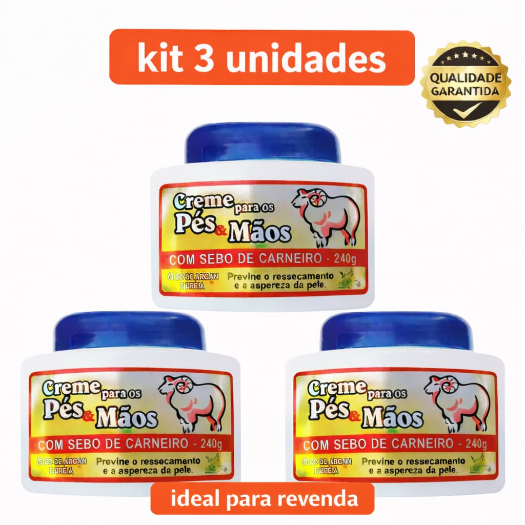 Kit 3 und Creme Sebo de Carneiro 240g Sanjully – Hidratação Intensiva para Corpo, Pés e Mãos-Atacado