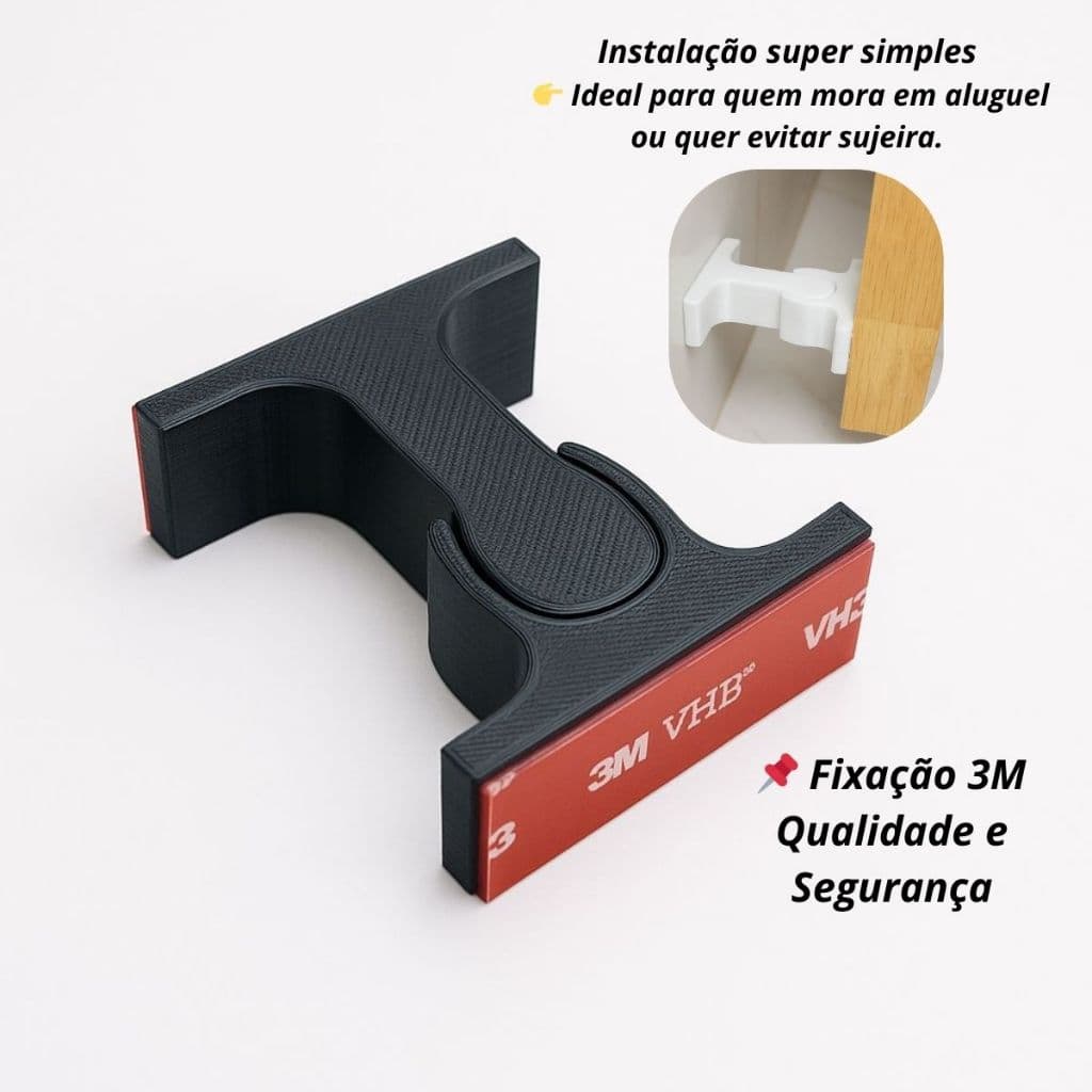 Trava Porta Fixador Prendedor Batedor Porta Adesivo 3M Sem Furo