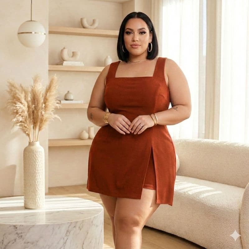 Vestido Macaquinho saia feminino plus size com short interno Modela o corpo e valoriza suas curvas