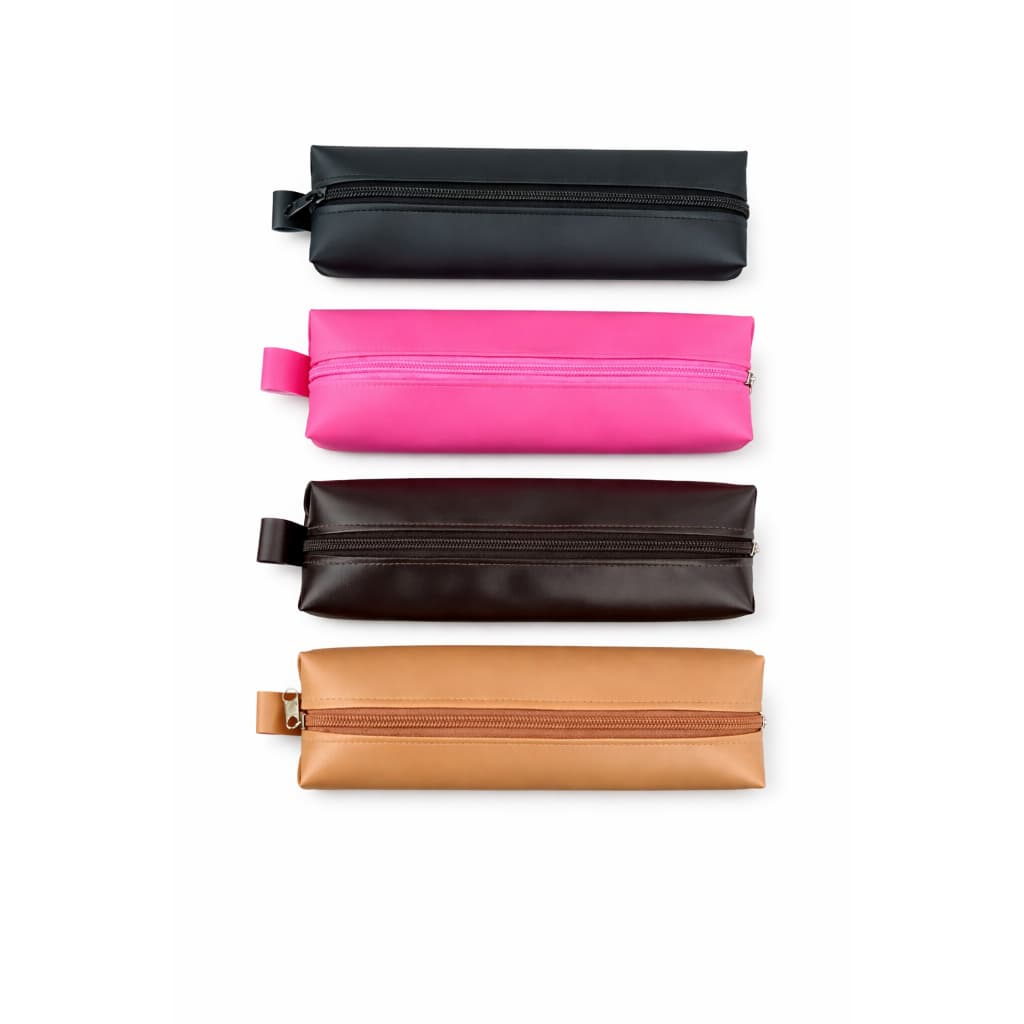 Estojo Escolar Couro Sintético Compacto Resistente Premium Feminino Masculino Multiuso Grande