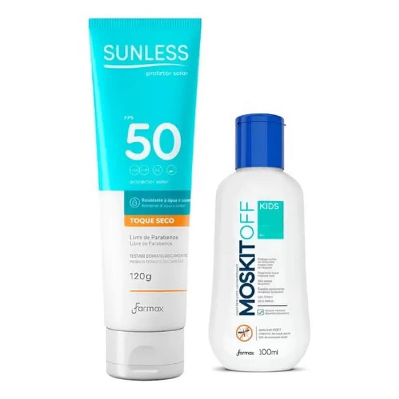 Kit Protetor Corporal Fps50 120G e Repelente Kids 100Ml Sunless