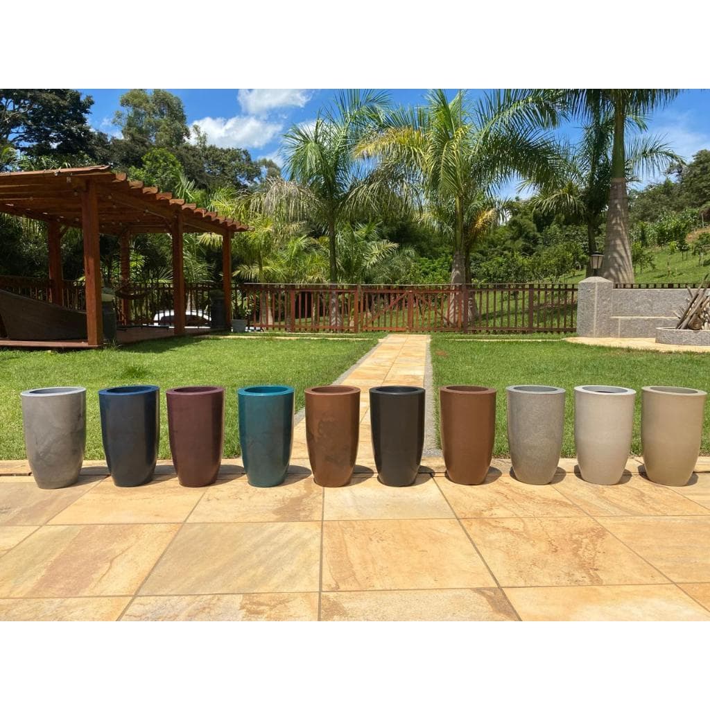 Vaso Coluna Ibiza Slim Liso Marmorizado 40 cm Para Plantas Decorativo