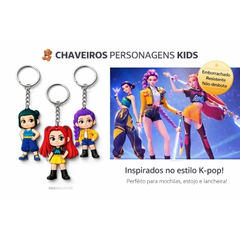 Chaveiro Guerreiras Kpop  Lembrancinha K-pop Rumi Zoey