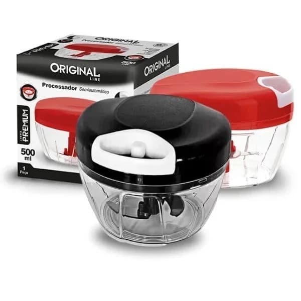 Processador Triturador de Alimentos Grande 500ml Manual Multiuso 3 Laminas - Cozinha Pratic