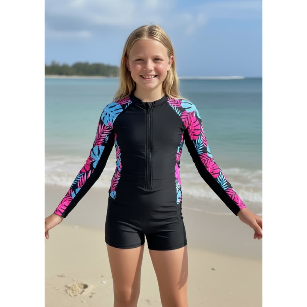 Macacão Maiô Infantil Juvenil Menina Roupa de Banho Praia Infantil Proteção Uv50+ Piscina Natação