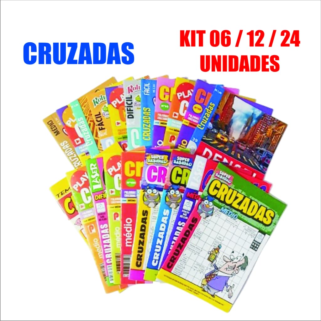 Kit com 06 / 12 / 24 - Revistas Passatempo - Cruzadas - Sortidas
