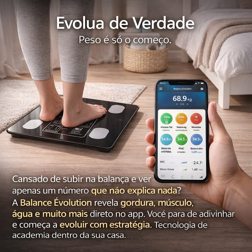 Balança Bioimpedância Digital Inteligente Bluetooth 140kg