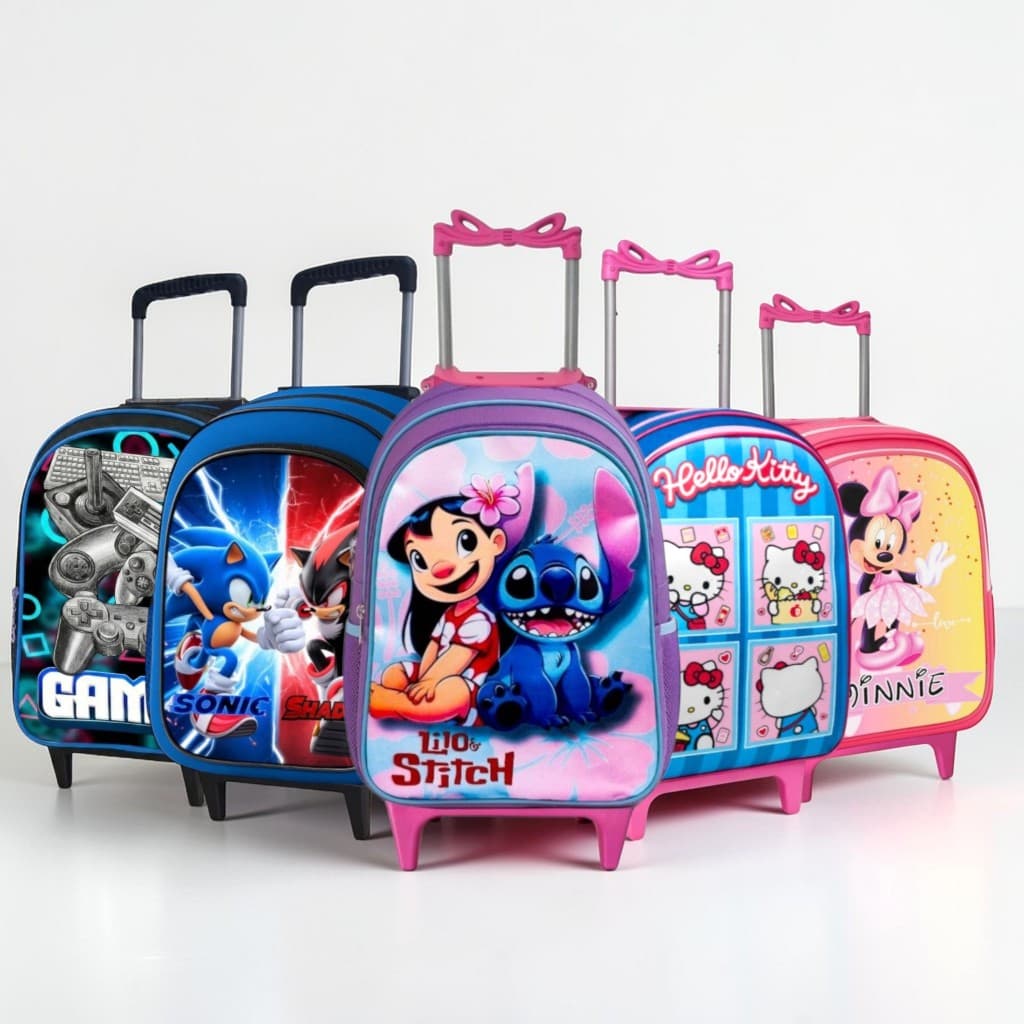 Mochila Rodinha Infantil Masculina Feminina Escolar Juvenil Reforçada - Envio Imediato