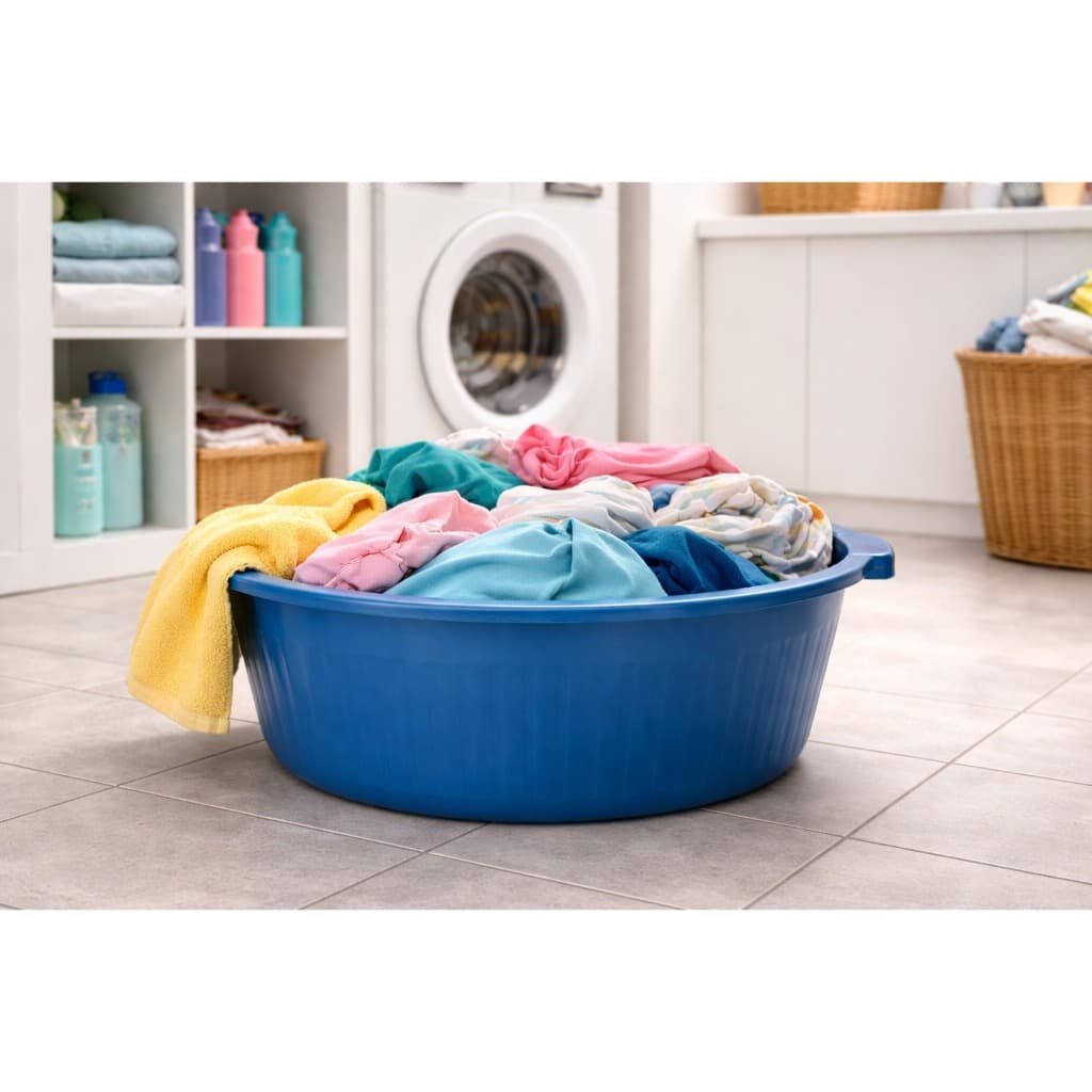 Bacia Canelada 30 Litros Plástica Redonda Grande Para Roupa Cozinha