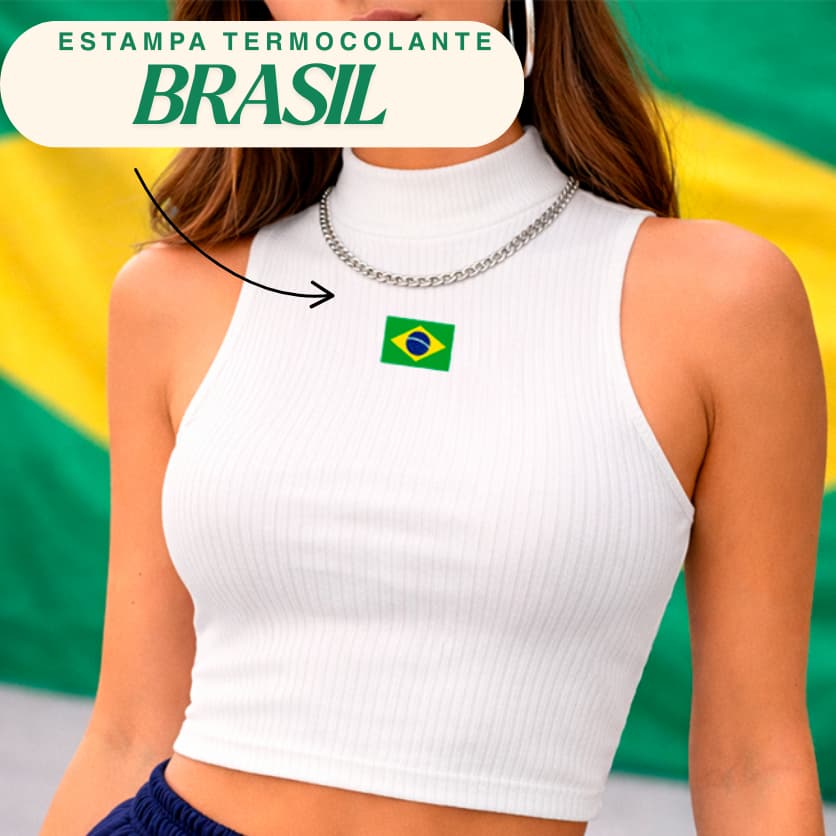 Kit Mini Bandeirinha do Brasil Termocolante 5x 3cm para Roupa Manga Blusas Biquini