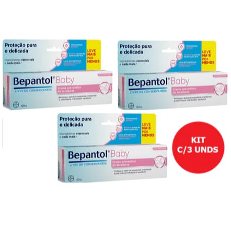 KIT C/3 Bepantol Baby Creme 120G - Pomada De Assadura Original