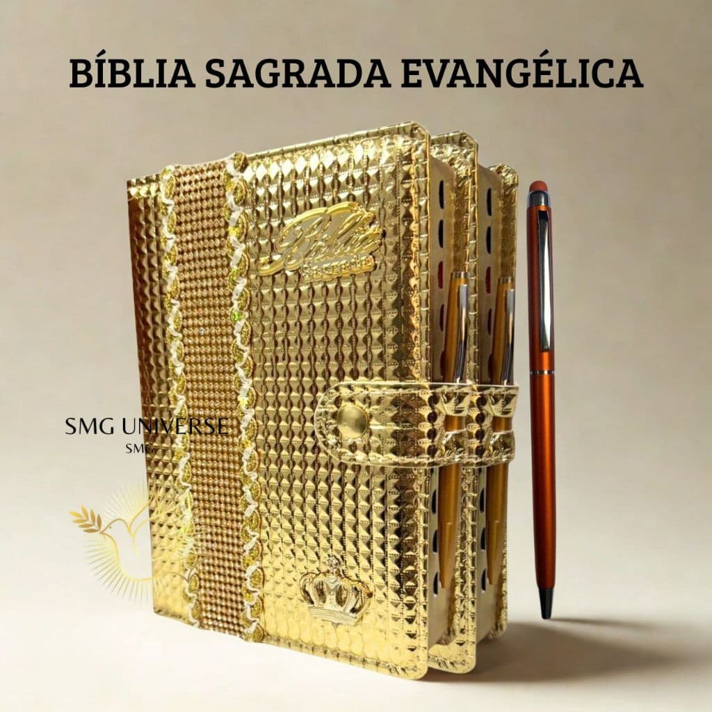 Biblia Sagrada Letra Hipergigante Luxo Com Harpa Dourada Gold Evangélica