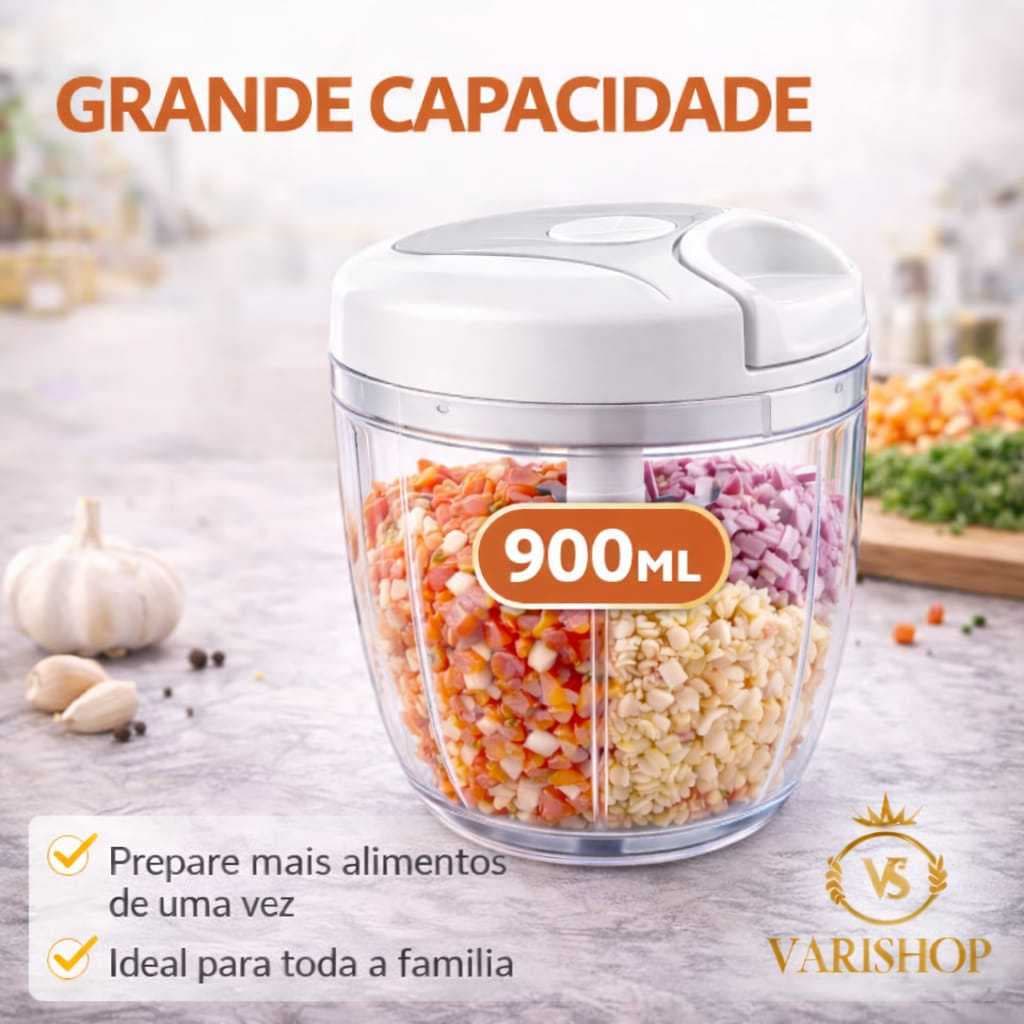 Triturador Manual 900ml Alho Cebola Temperos | Mini Processador de Alimentos