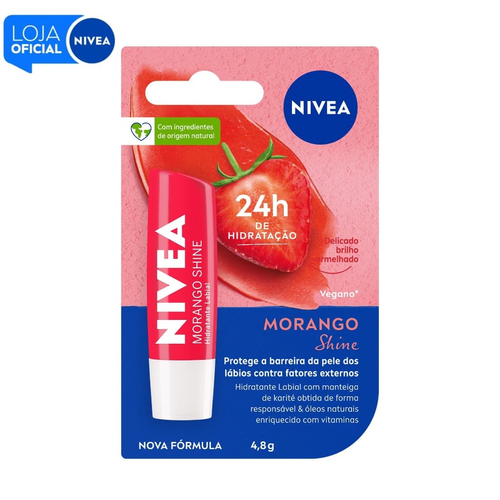 NIVEA Hidratante Labial Morango Shine 4,8g