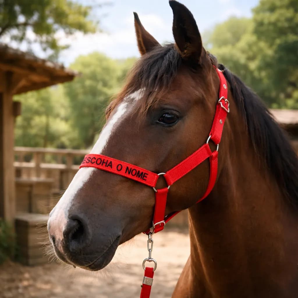 Cabresto Inglês Bordado PERSONALIZADO de Fita Varias Cores para Cavalos, Éguas e Equinos!!