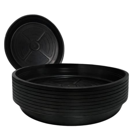 Kit 12 Prato Vaso De Planta Coletor de Água Plástico Preto Com Furos Suspenso - Pequeno Médio Grande