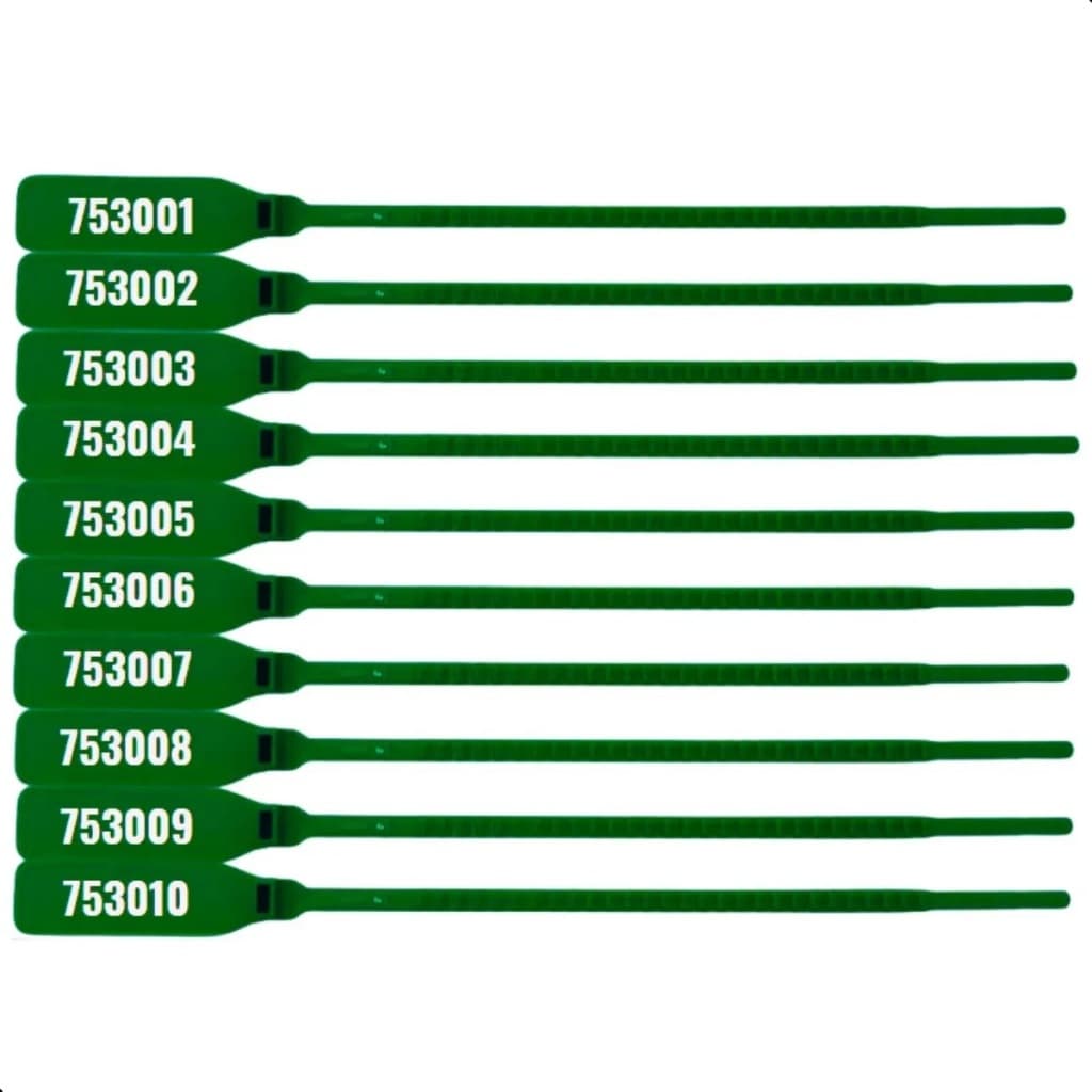 100 Lacre de Malote Numerado 23 CM Verde Segurança
