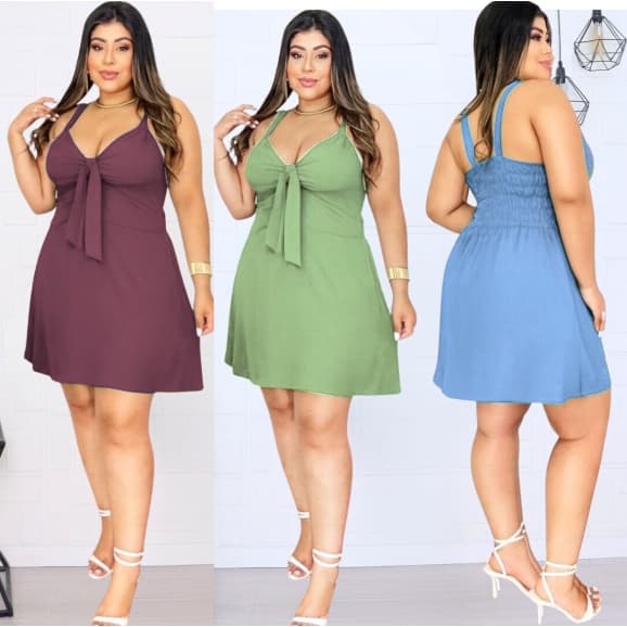 Vestido Macaquinho/ Plus Zise /Short Saia/ Moda Feminina Liso.