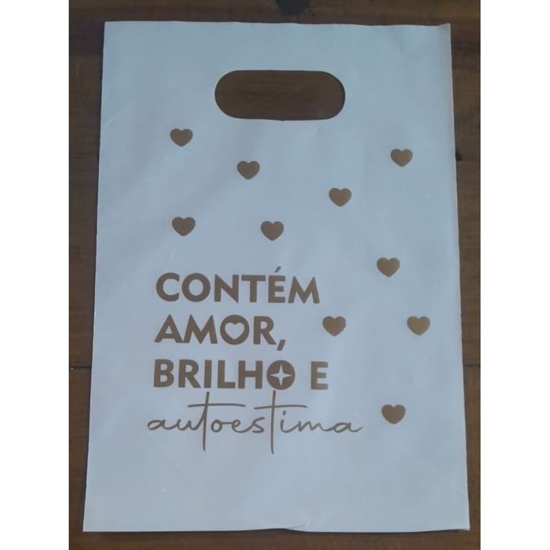 50 SACOLAS PERSONALIZADA (CONTÉM AMOR, BRILHO E AUTOESTIMA) - SEGUNDA LINHA