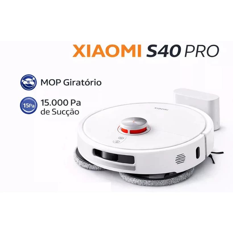 Robô Aspirador XIAOMI S40 PRO | Aspira & Passa Pano Com Mapeamento | 15.000 Pa | Produto Bivolt