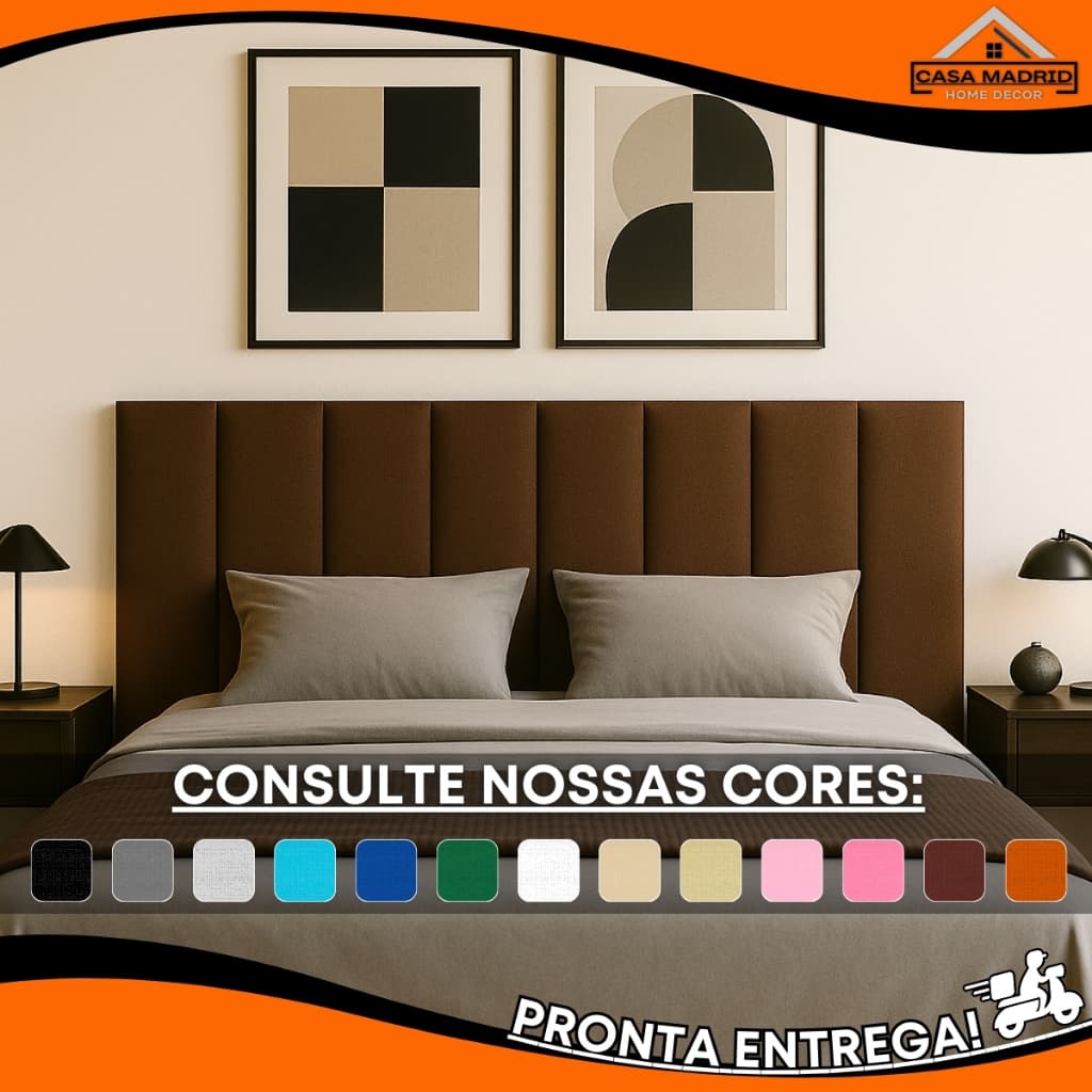 Cabeceira Modulada de Cama Solteiro Casal Queen King Adesiva Estofada - Envio Imediato