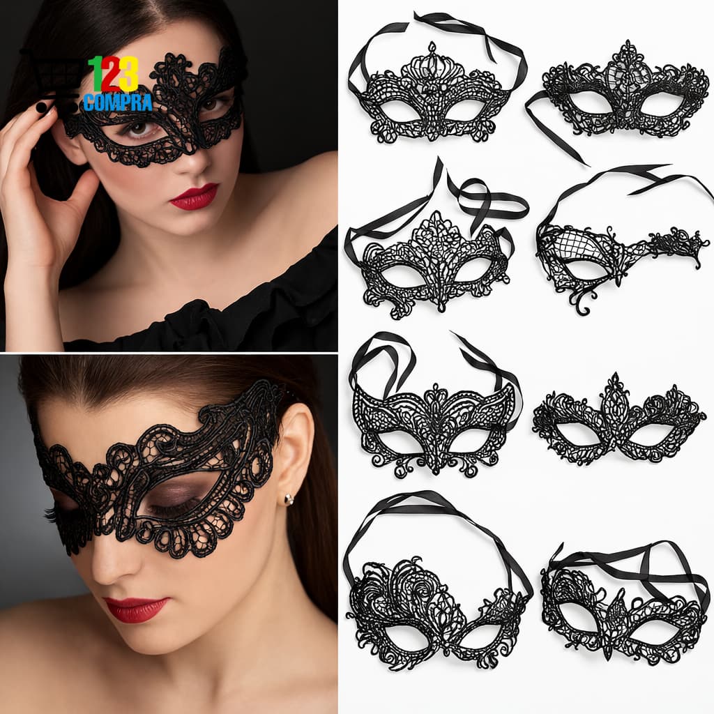 Máscara de Renda -  Feminina para Festa/Fantasia/Baile/Halloween