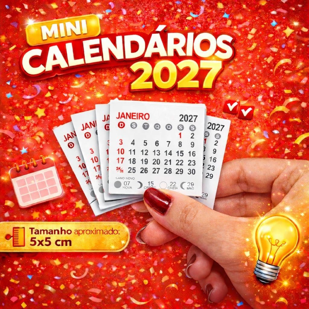 Mini Calendário 2027 Em Bloco / 5x5cm /100 Unidades Destacados