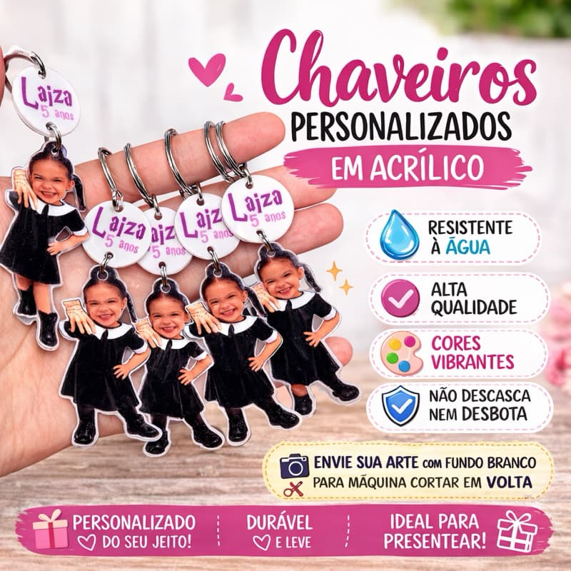 Caricatura Mascote Logotipo Chaveiro Personalizado com Sua arte em Acrilico Molhável Lembrancinha Infantil