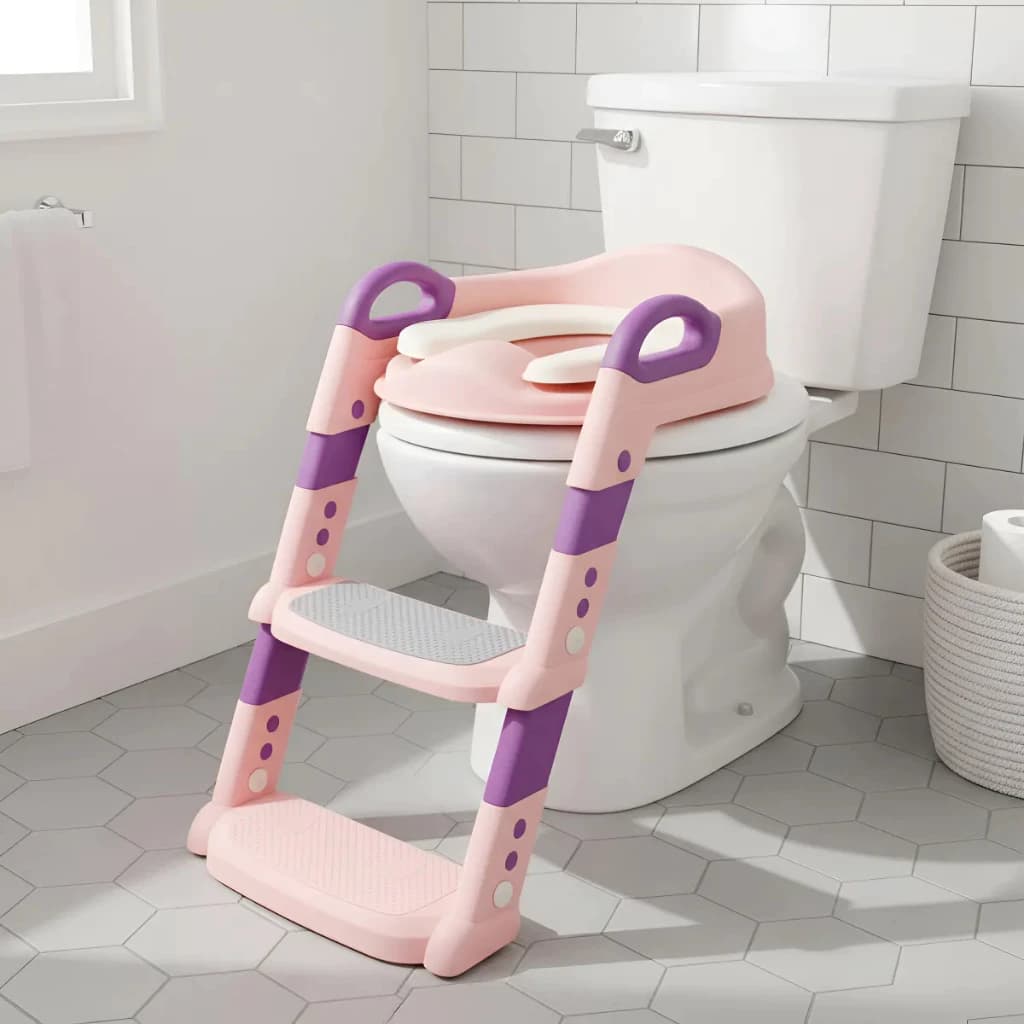 Assento Redutor Infantil C/ Escada Vaso Sanitário Troninho Bebê Almofadado Desfralde Antiderrapante
