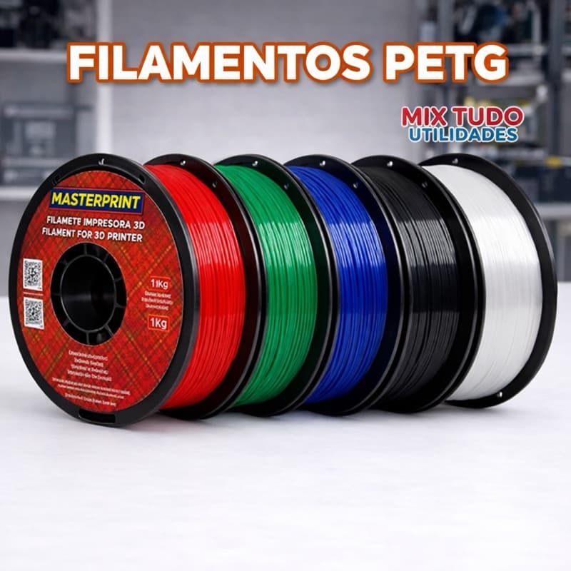 Filamento PETG Impressora 3D 1.75mm 1Kg Masterprint Alta Qualidade