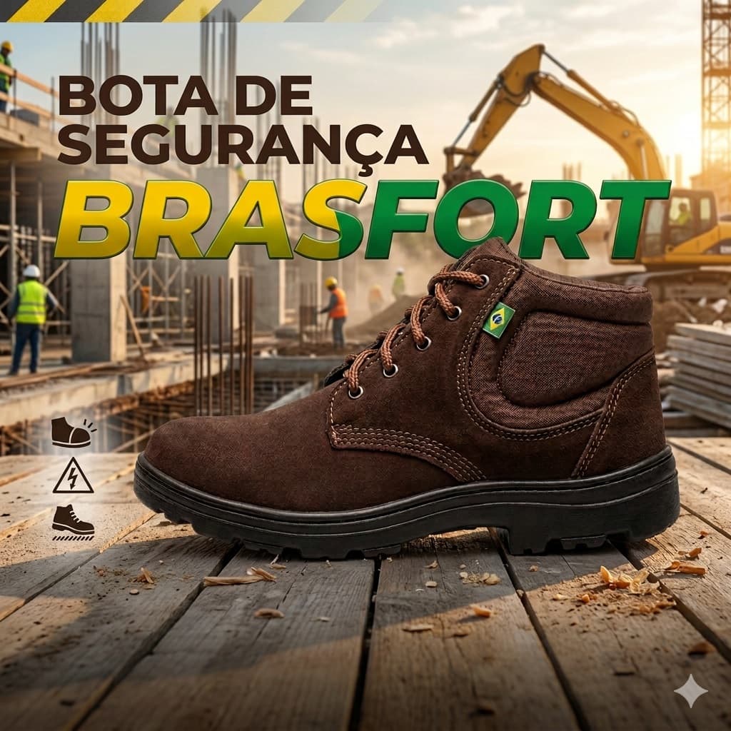 Bota Botina Coturno Nobuck Brasfort Marrom Top Obra Pvc
