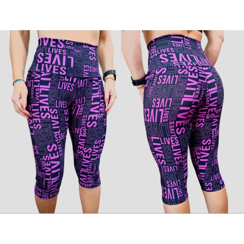 Calça legging corsário Capri cintura alta academia fitness lisa e estampada